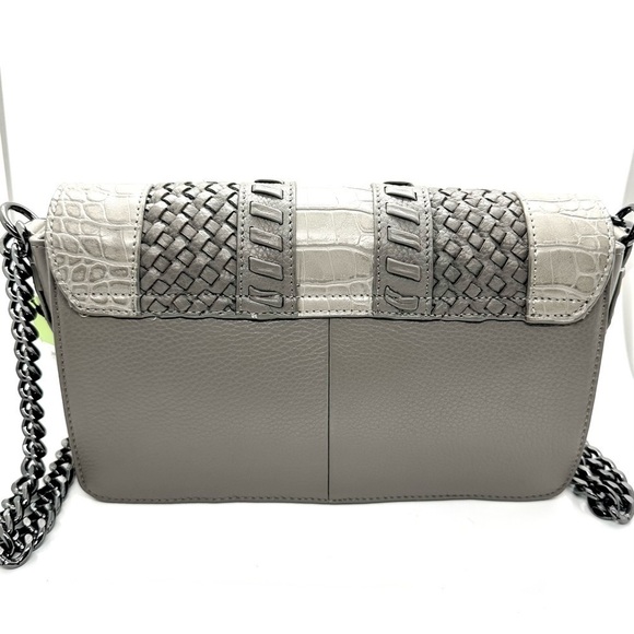 Sam Edelman Embossed Hanna Leather Shoulder Purse Bag Woven Crocodile Textured - Picture 5 of 9